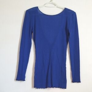 New Free People Long Sleeve Scalloped Edge Top